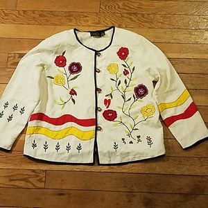 Allure Embroidered Flowers Floral Blazer